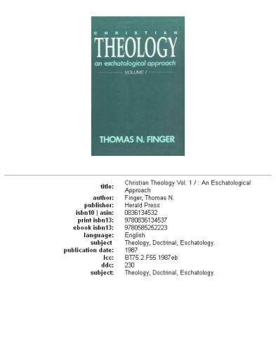 Christian Theology: An Eschatological Approach (Christian Theology)