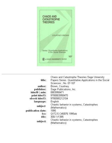 Chaos and Catastrophe Theories (Quantitative Applications in the Social Sciences)