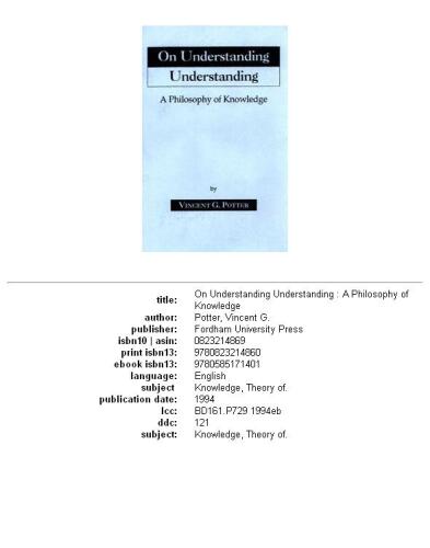 On Understanding Understanding: Philosophy of Knowledge