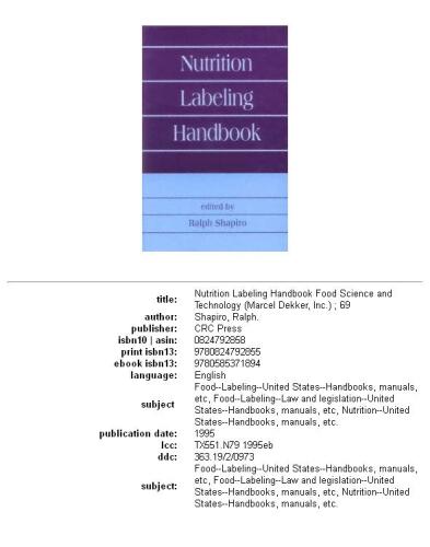 Nutrition Labeling Handbook (Food Science and Technology)