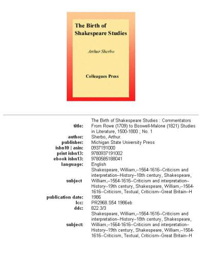 Birth of Shakespeare Studies: Commentators from Rowe (1709 to Boswell-Malone)