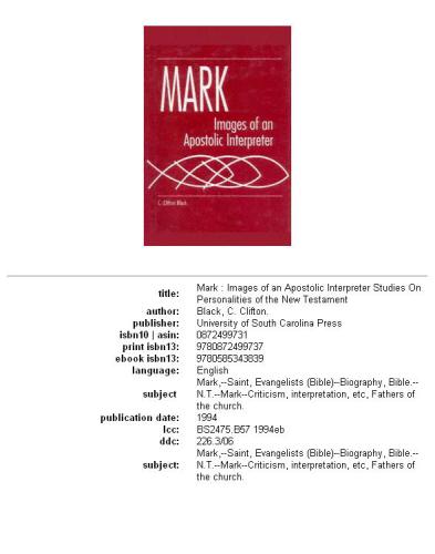 Mark: Images of an Apostolic Interpreter (Studies on Personalities of the New Testament)