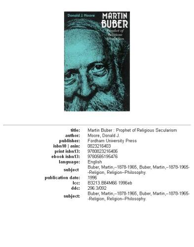 Martin Buber: Prophet of Religious Secularism