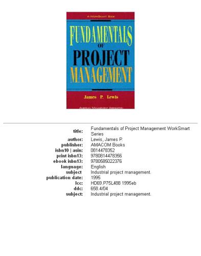 Fundamentals of Project Management (Worksmart Series)