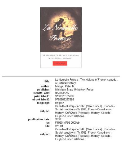 La Nouvelle France: The Making of French Canada--A Cultural History