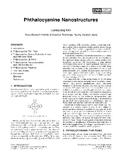 Phthalocyanine Nanostructures