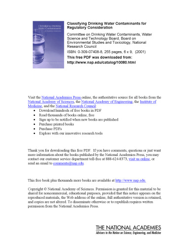 Classifying Drinking Water Contaminants