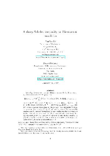 A sharp Sobolev inequality on Riemannian manifolds