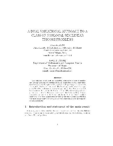 A dual variational approach to a class of nonlocal semilinear Tricomi problems