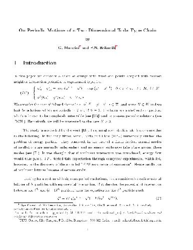 Periodic motions of a two dimensional toda type chain