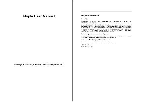 Maple User Manual