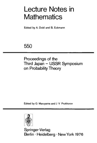 Proceedings of the Third Japan — USSR Symposium on Probability Theory