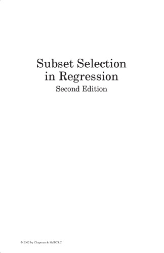 Subset Selection in Regression,Second Editon, Vol. 95