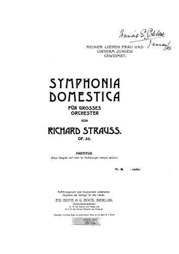 Symphonia Domestica für grosses Orchester, Op. 53. Partitur