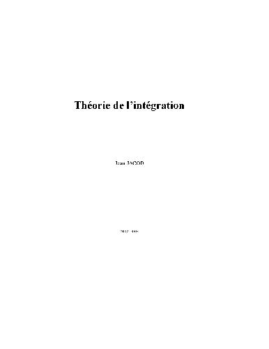 Theorie de l'integration