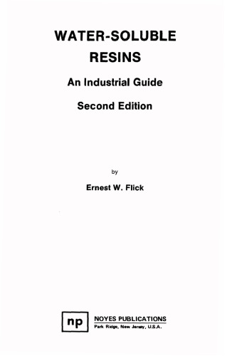 Water-Soluble Resins  2nd Edition  An Industrial Guide