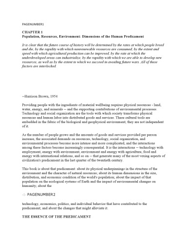 Ecoscience: Population, Resources, Environment