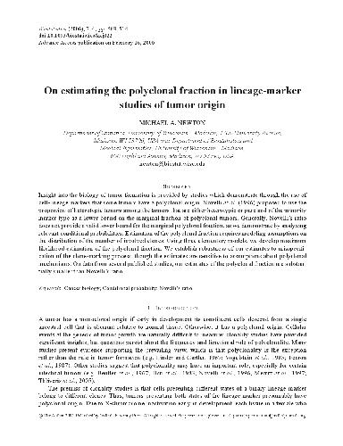 On estimating the polyclonal fraction in lineage-marker studies of tumor origin