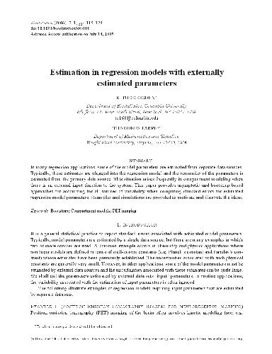 Estimation in regression models with externally estimated parameters