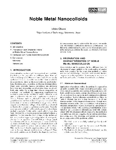 Noble Metal Nanocolloids