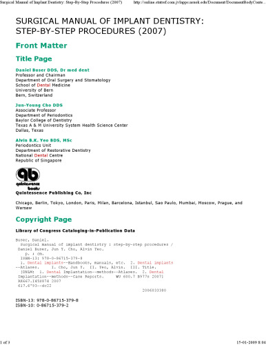 Surgical Manual of Implant Dentistry: Step-by-step Procedures