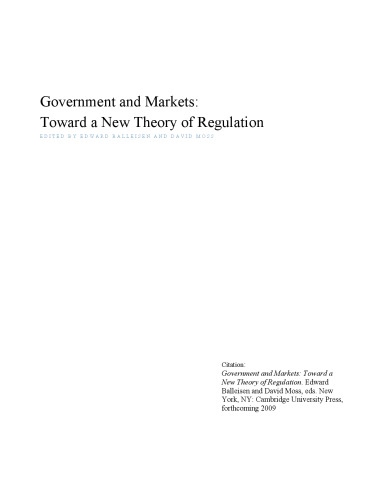 Government and Markets: Toward A New Theory of Regulation