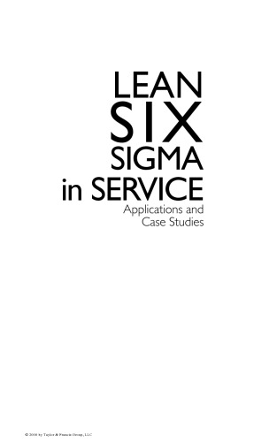 Lean Six Sigma in Service: Applications and Case Studies