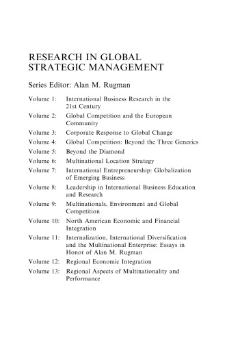 International Business Scholarship (Research in Global Strategic Management)