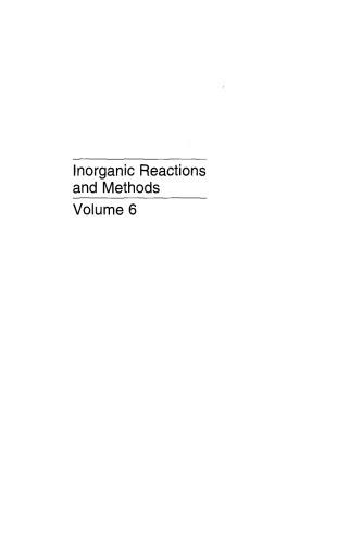 Inorganic Reactions and Methods, Formation of Bonds to O, S, Se, Te, Po (Part 2) (Zuckerman: Inorganic Reactions and Methods)