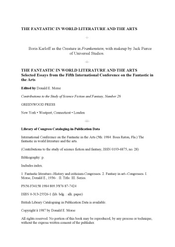 The Fantastic in World Literature and the Arts: Selected Essays from the Fifth International Conference on the Fantastic in the Arts (Contributions to the Study of Science Fiction and Fantasy)