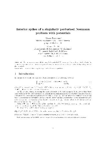 Interior spikes of a singularly perturbed Neumann problem with potentials