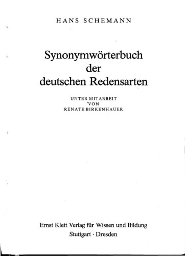 Synonymwörterbuch der deutschen Redensarten