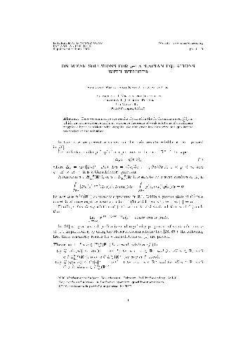 On weak solutions for p-Laplacian equations with weights