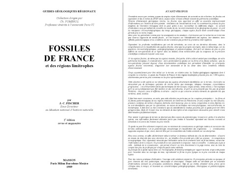 Fossiles de France et des régions limitrophes (Guides géologiques régionaux)