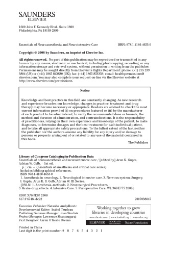 Essentials of Neuroanesthesia and Neurointensive Care: A Volume in Essentials of Anesthesia and Critical Care