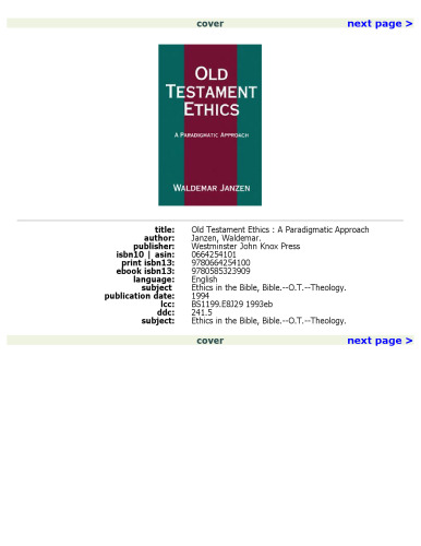 Old Testament Ethics