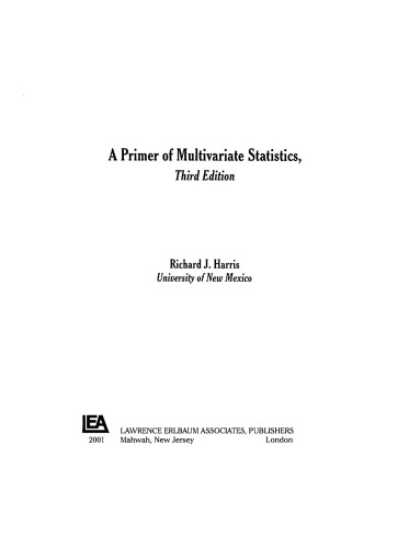 A Primer of Multivariate Statistics