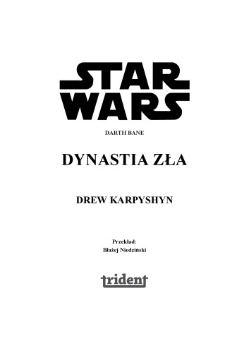 Star Wars Darth Bane Dynastia zła
