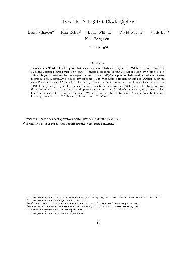 Twofish: A 128-Bit Block Cipher