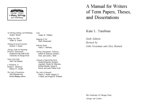 A Manual for Writers of Term Papers, Theses, and Dissertations