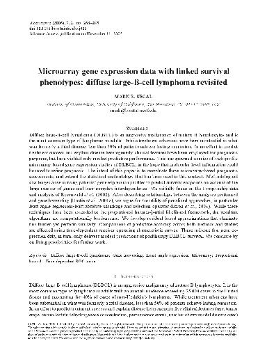 Microarray gene expression data with linked survival phenotypes: diffuse large-B-cell lymphoma revisited