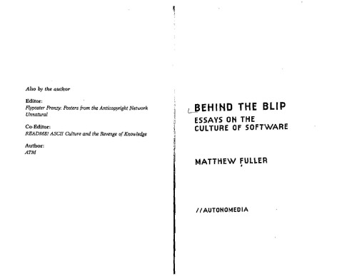 Behind the blip: essays on the culture of software