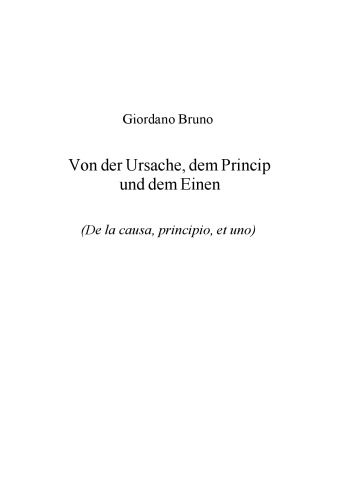 Von der Ursache, dem Prinzip und dem Einen