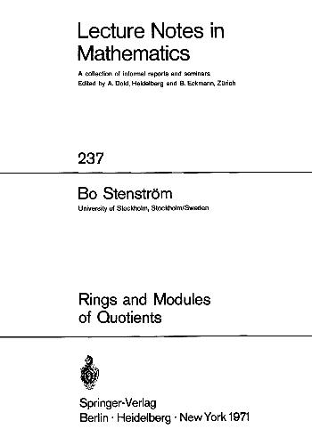 Rings and Modules of Quotients