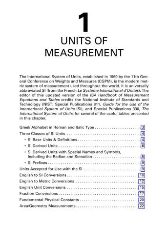 ISA Handbook of Measurement Equations and Tables