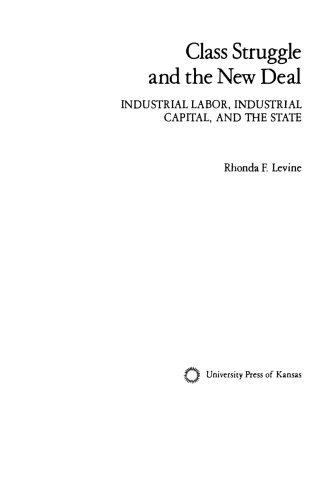 Class Struggle and the New Deal: Industrial Labour, Industrial Capital and the State (Studies in historical social change)