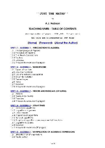 Just the maths - units for students