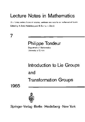 Introduction to Lie Groups and Transformation Groups