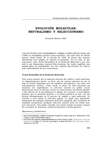 Evolución molecular: neutralismo y seleccionismo