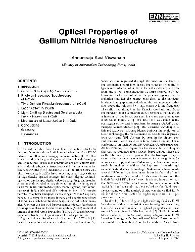 Optical Properties of Gallium Nitride Nanostructures